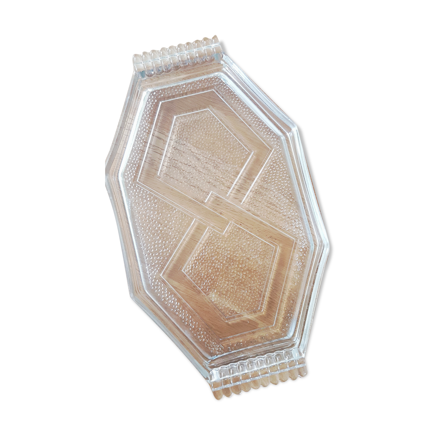 Plateau Art Déco en verre transparent
