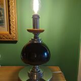 Large vintage 70'S lamp in aluminum and metal