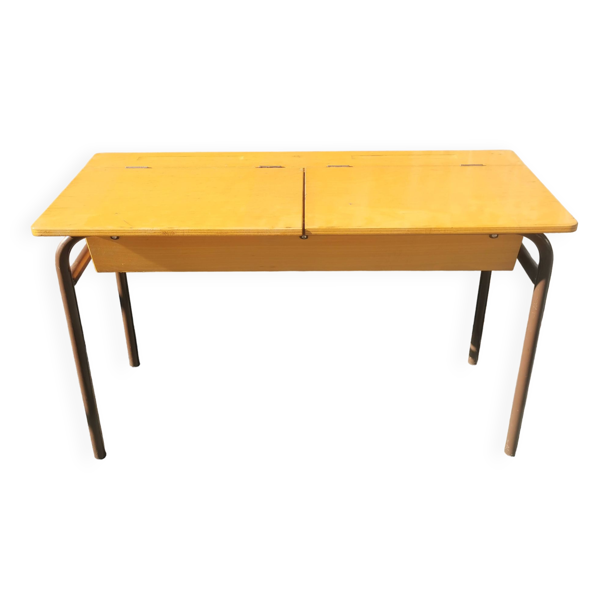 Vintage 2-seater desk with 2 leaves