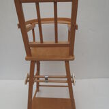 doll high chair with bars, light wood
