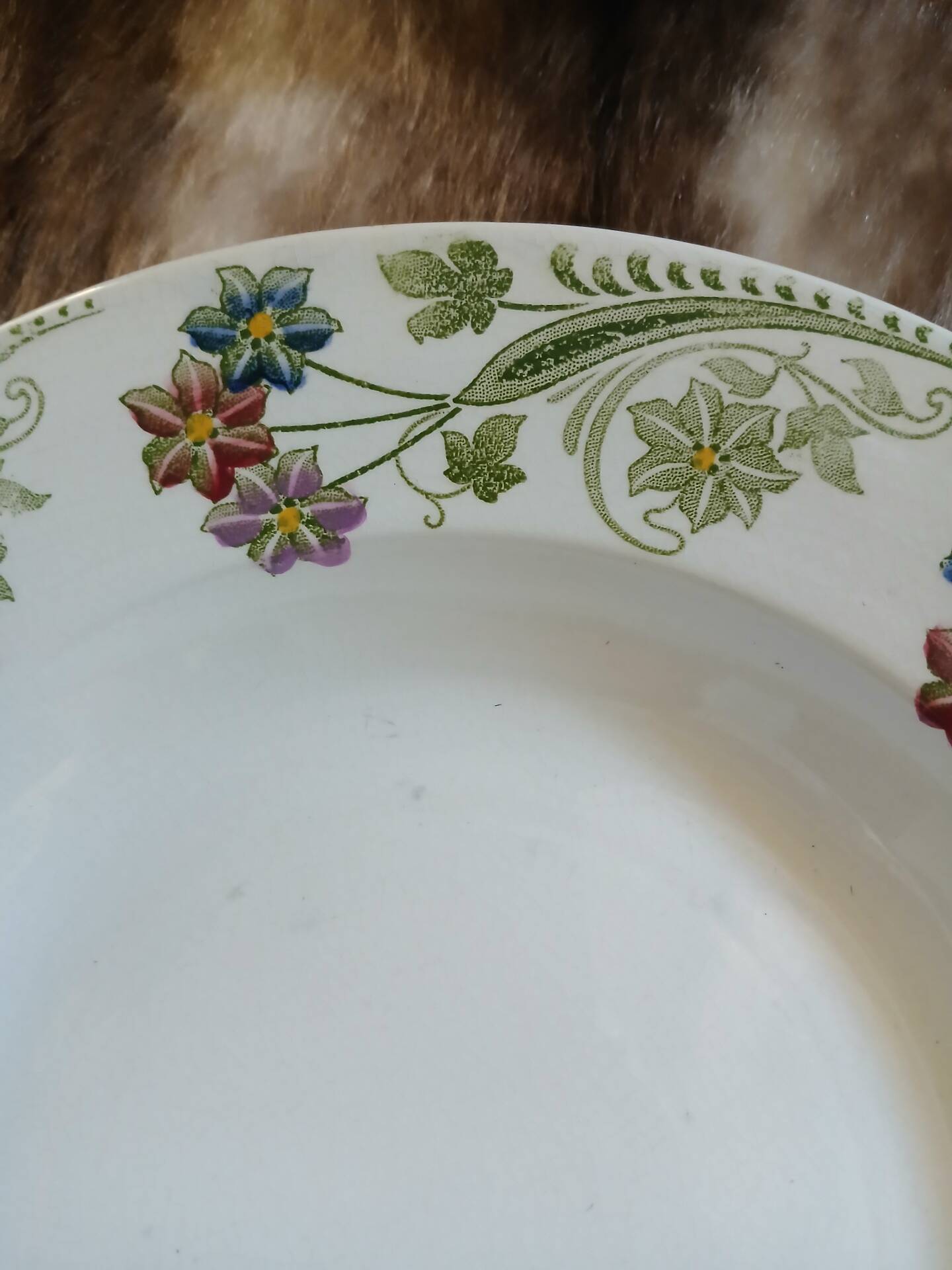 6 antique deep plates U&C Sarreguemines