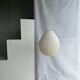 Small Japanese-style natural rattan and linen pendant light in the shape of a drop H40 D35