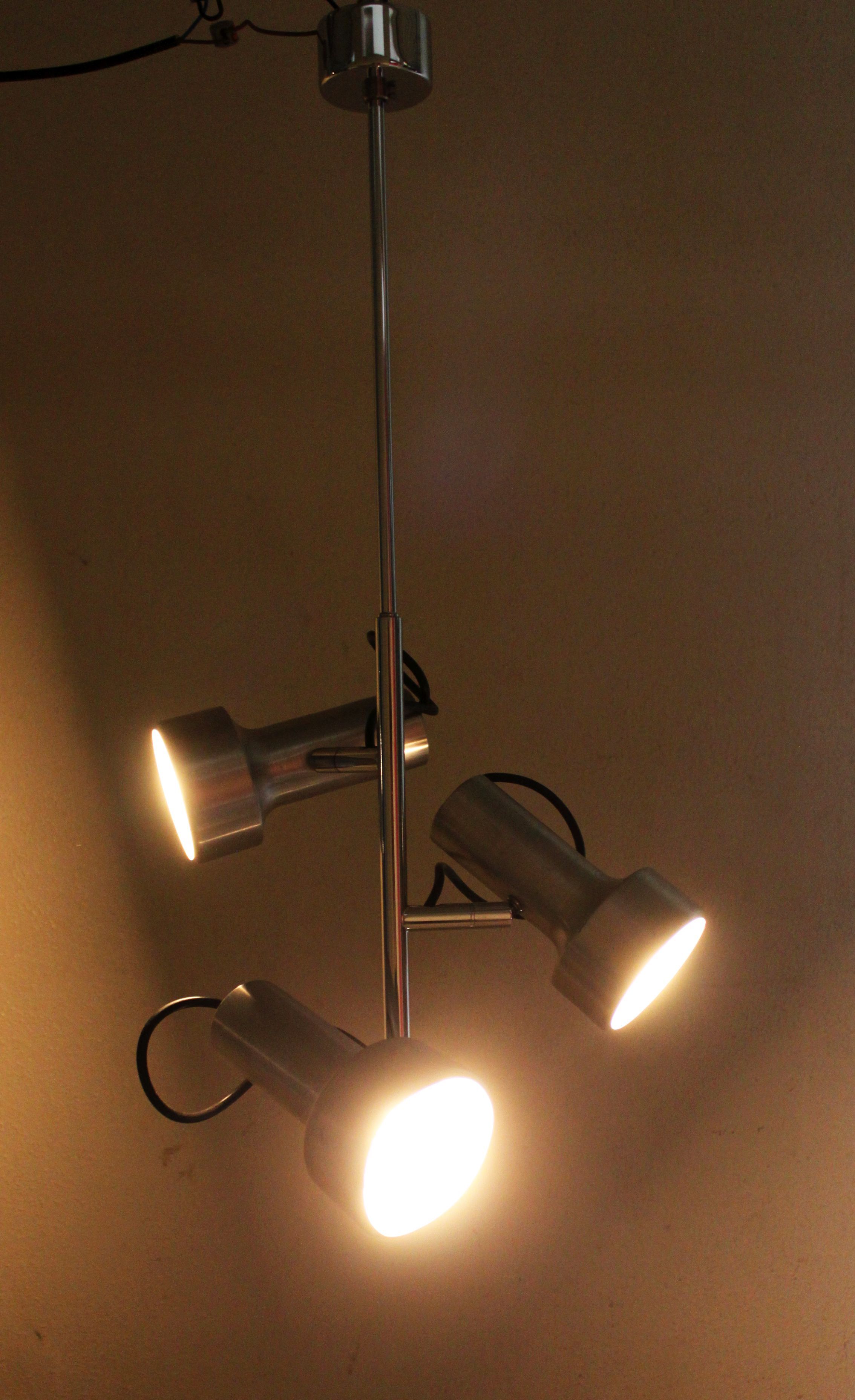 3-spot aluminum ceiling light, 60s