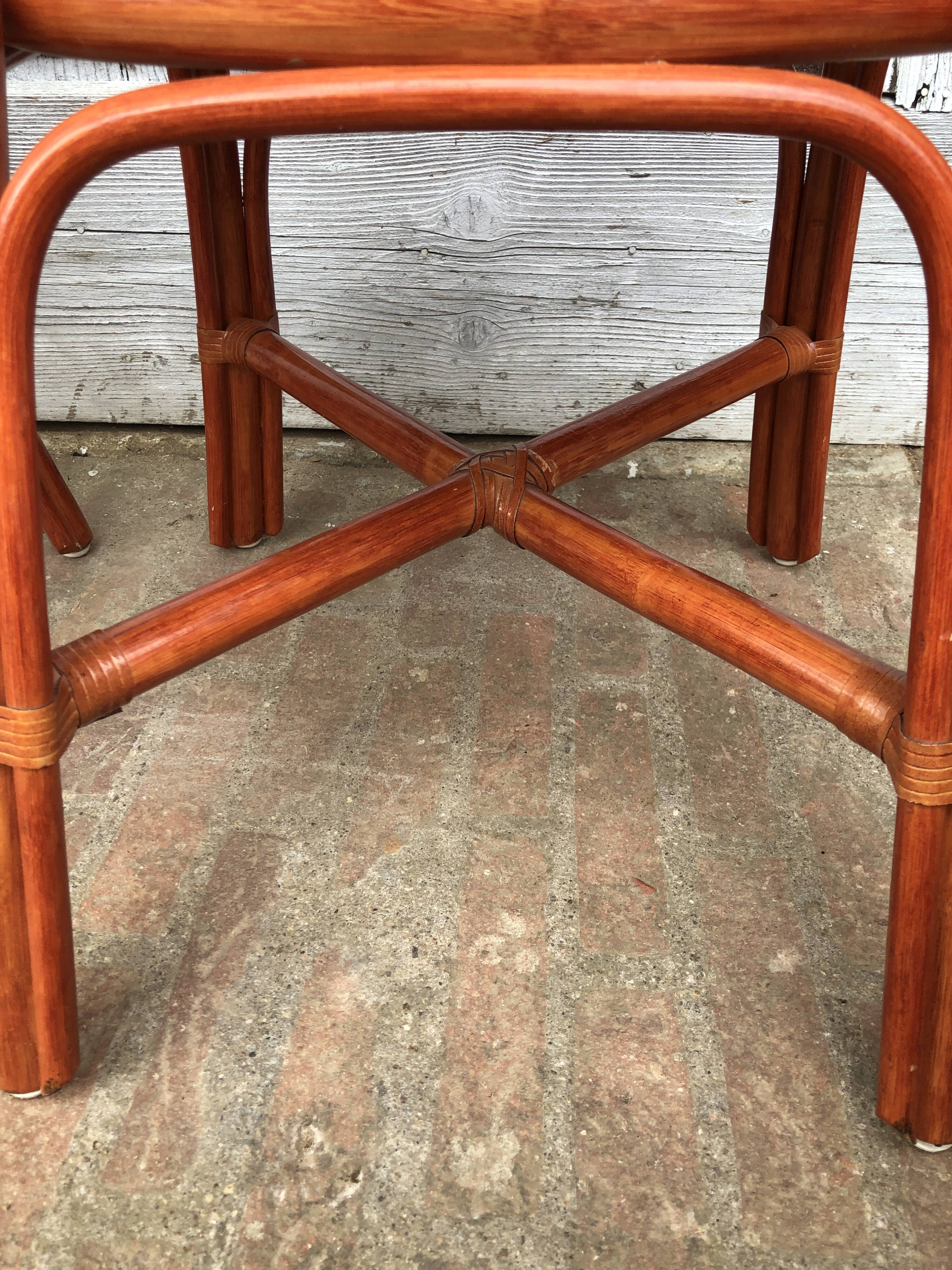 4 chaises bambou et cuir Roche Bobois 1960