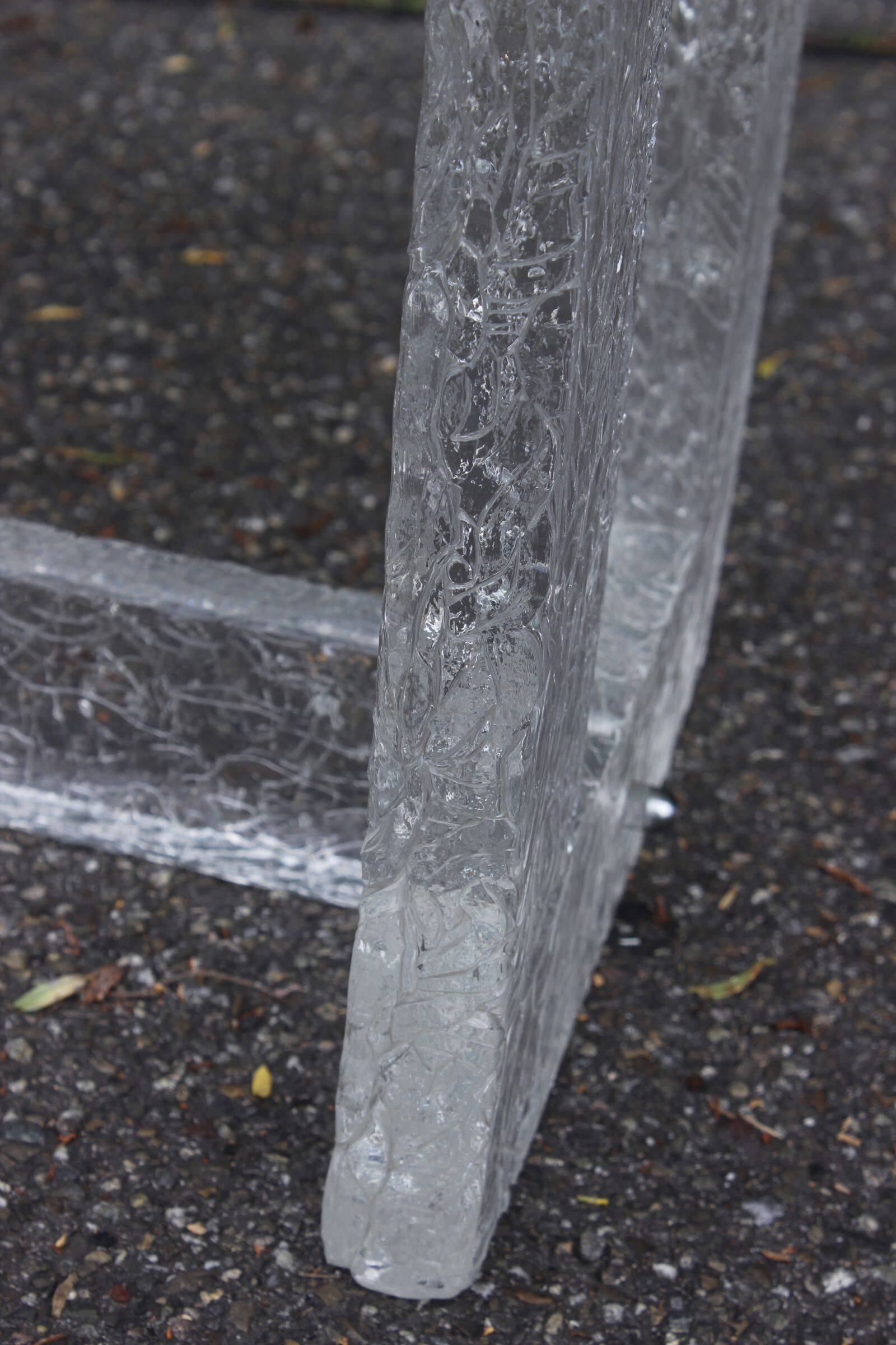 Vintage coffee table with frosted plexiglass base 1970s