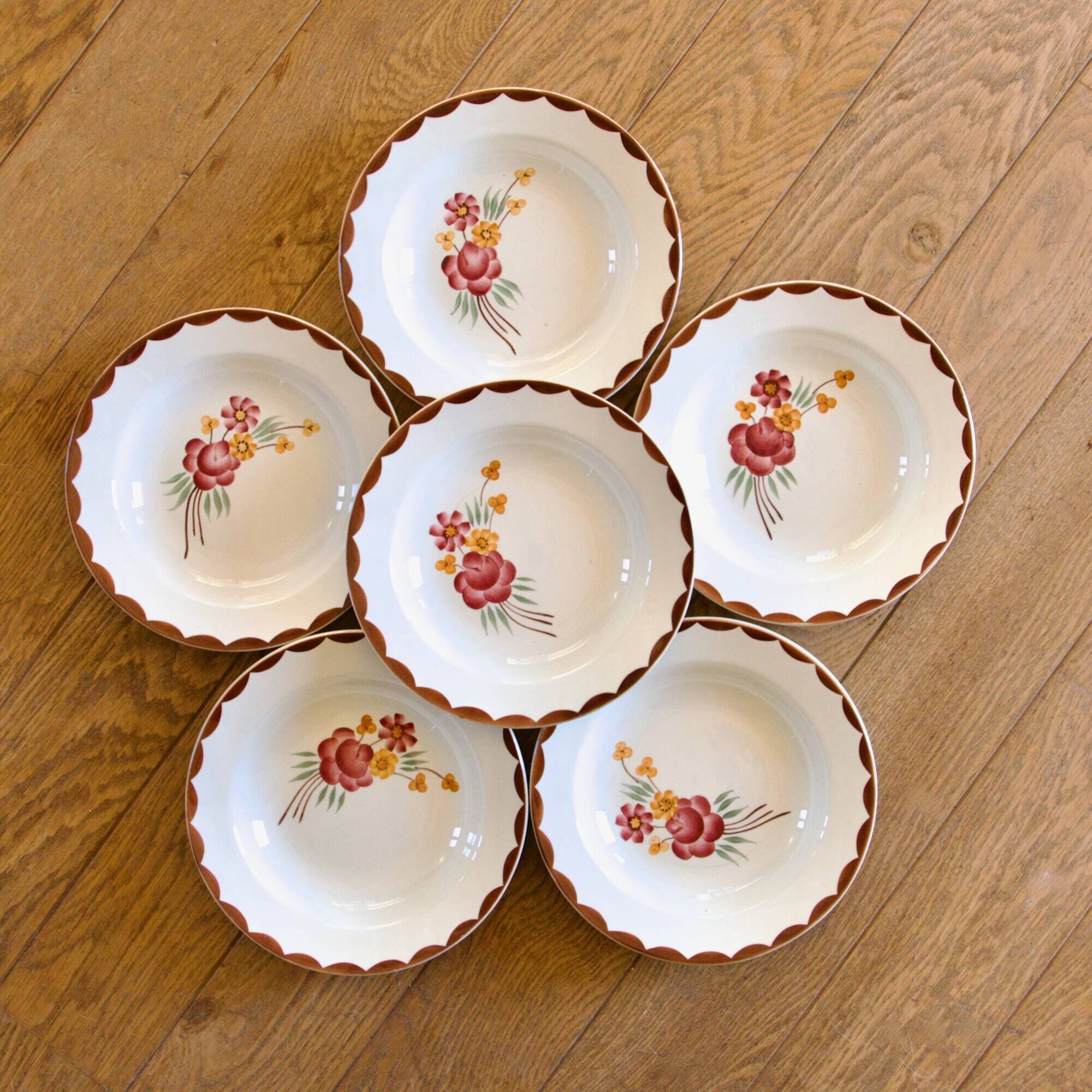 Antique plates from 1920, Choisy-le-Roi, Creil & Montereau, "Huguette"