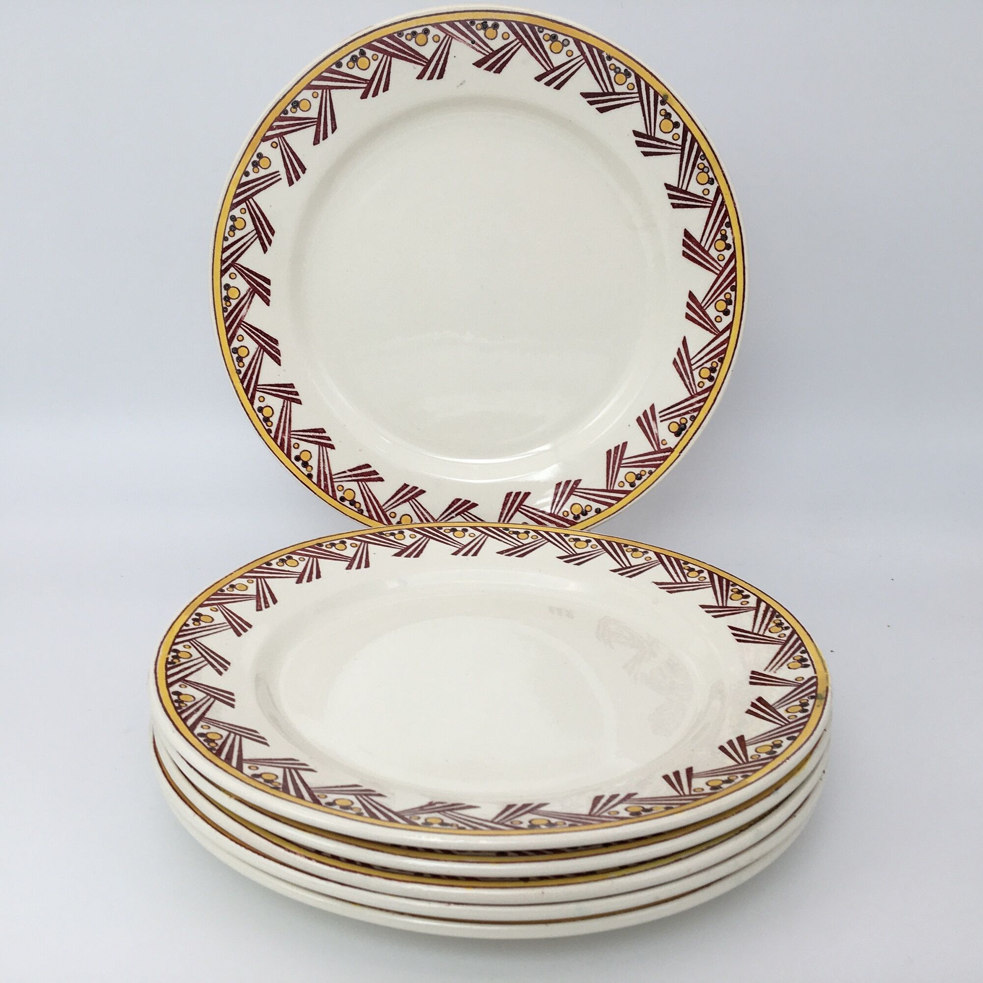 Set of 6 Flat Plates Stamped "Boch F la Louvière"