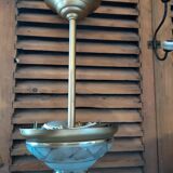 Chandelier support gilded metal art deco globe frosted edging gilded