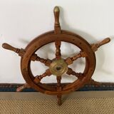 Rudder bar wheel boat in wood and brass "Comptoir des Indes" shelf