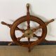 Rudder bar wheel boat in wood and brass "Comptoir des Indes" shelf