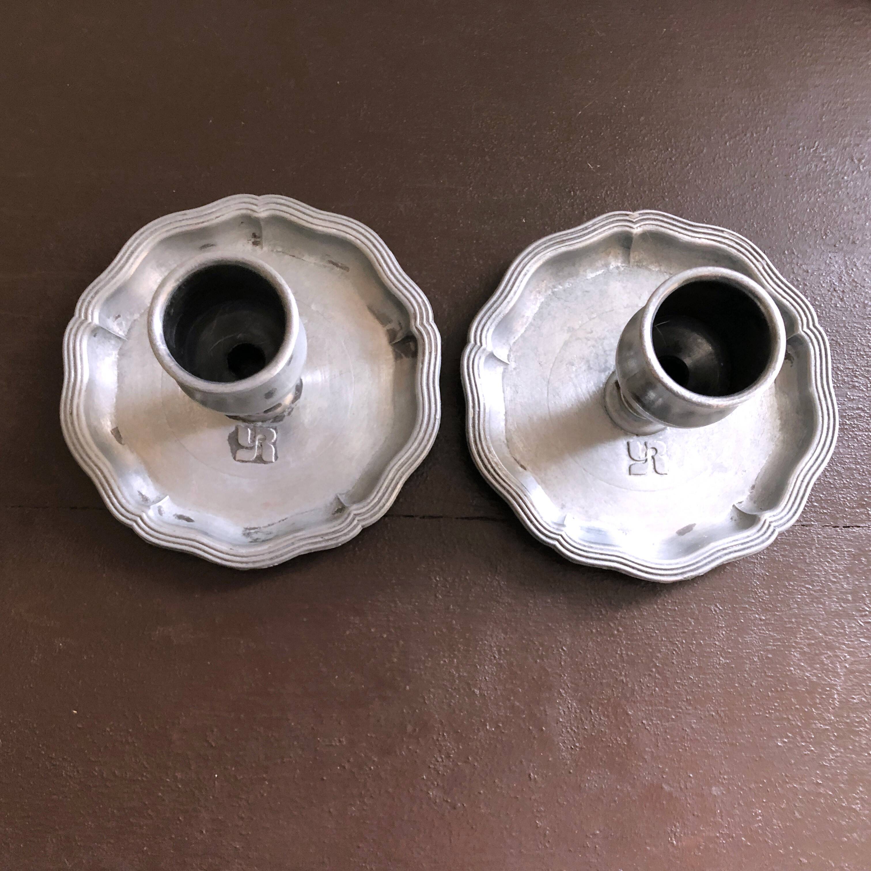 Pair of pewter table candlesticks