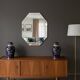 Modernist Octagonal Mirror – Art Glass & Wide Bevel – 1950s/60s