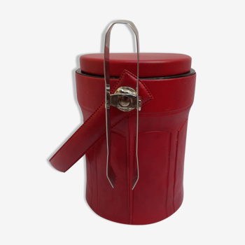 Red leather ice bucket
