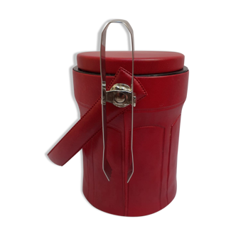 Red leather ice bucket