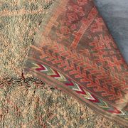 Tapis Marocain pêche et vert - 220 x 388 cm