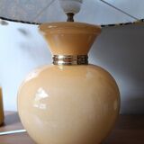 Yellow and gold ceramic table lamp | Kotska, saffron wax lampshade