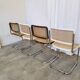Set of 4 vintage cesca dining chairs / 2 brown 2 white / cane seat mid-century