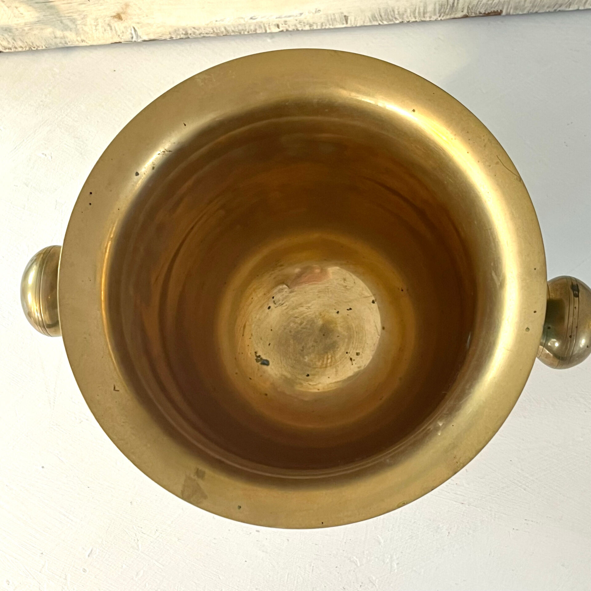 Vintage brass and green enamel cloisonné champagne cooler with sunflow