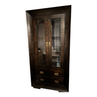 Glass library made of solid birch wood