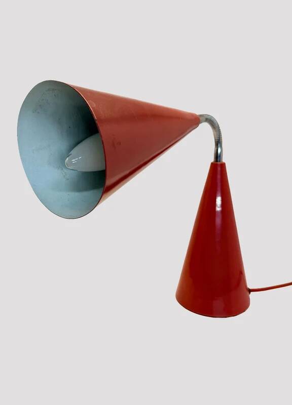 80's style table lamp Max Bill, Egoluce, vintage brown-red.