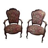 Coppia di Poltrone d'Epoca - Stile Luigi XV (Anni '60) in Pregiato Ciliegio