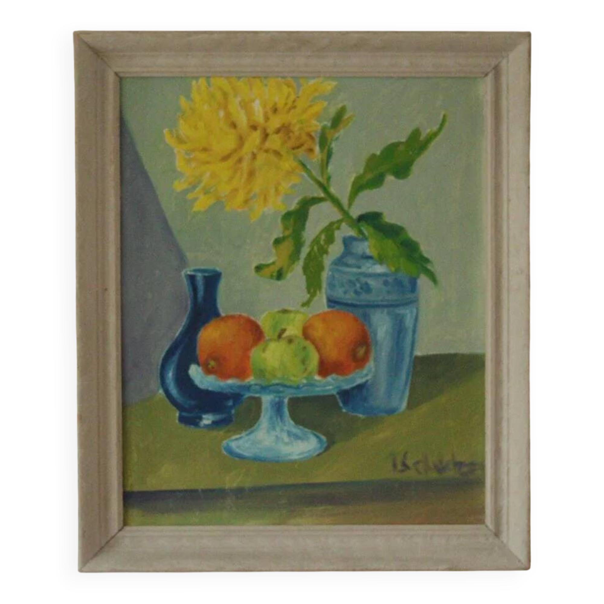 Still life: Fruits and yellow flower (attributed to Schultzer)