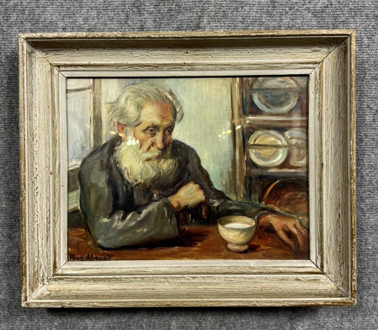 Roux Abougit: Oil on canvas painting circa 1920-1930 the old man
