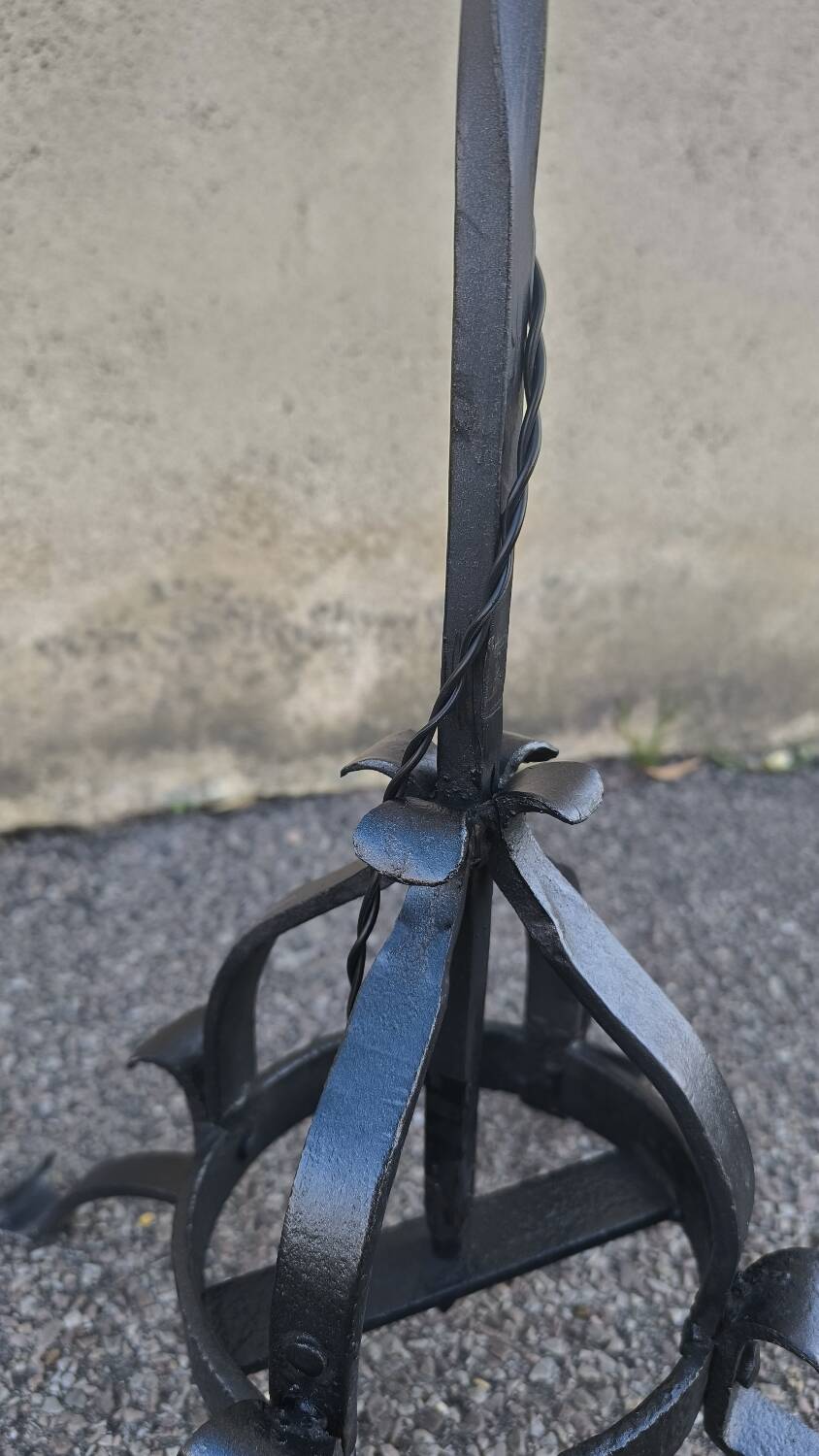 Brutalist wrought iron floor lamp