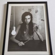 Fashion photography, black and white portrait, framed under glass, 32 x 41 cm