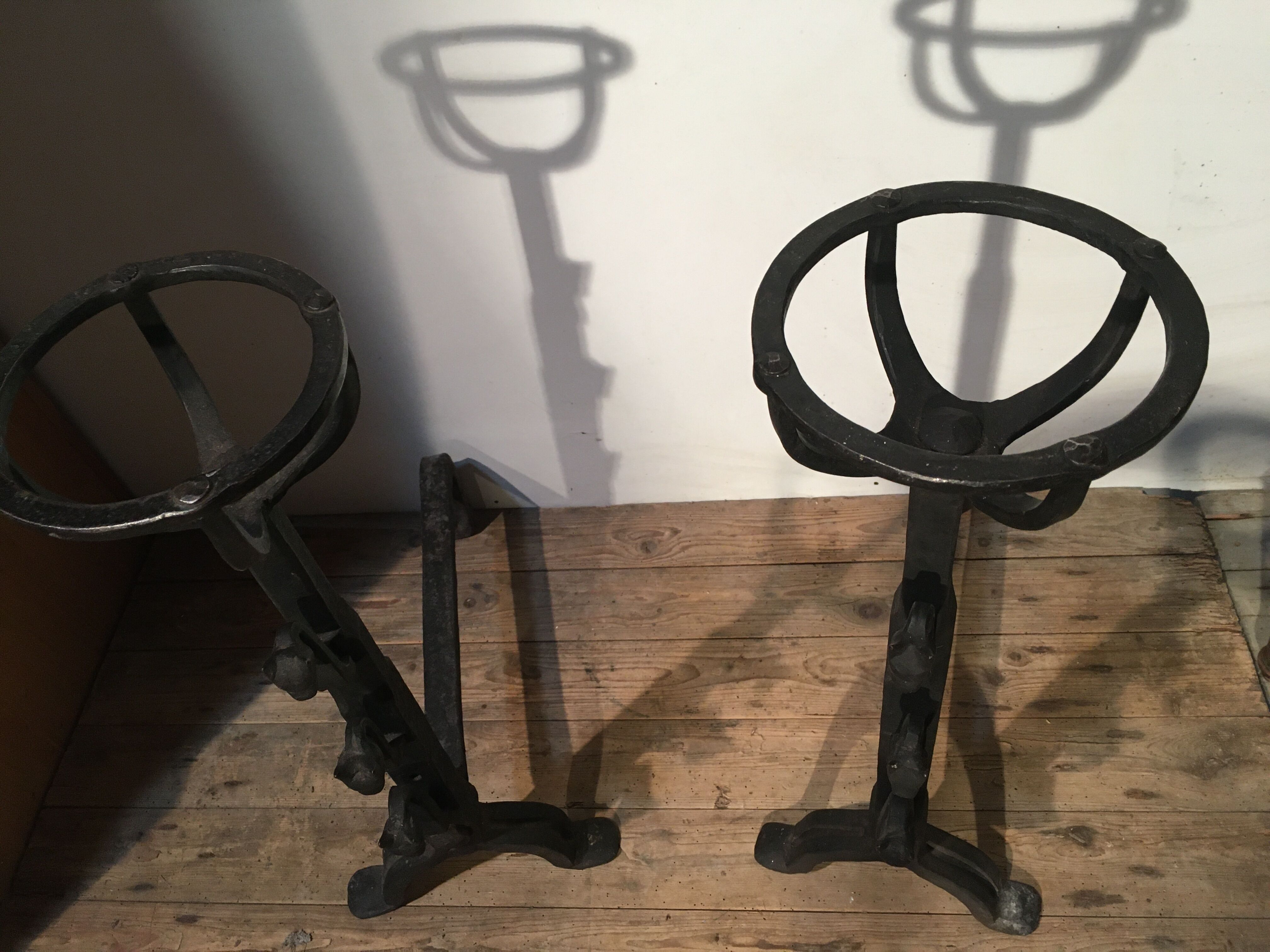 Pair of wrought iron fire tongs