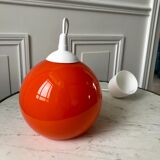Hanging lamp ball in opaline orange 70s
