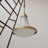 Antique etched glass German pendant light by A.E.G.