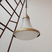 Antique etched glass German pendant light by A.E.G.