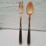 Horn and silver-plated salad servers