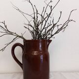 Large brown enamel pitcher