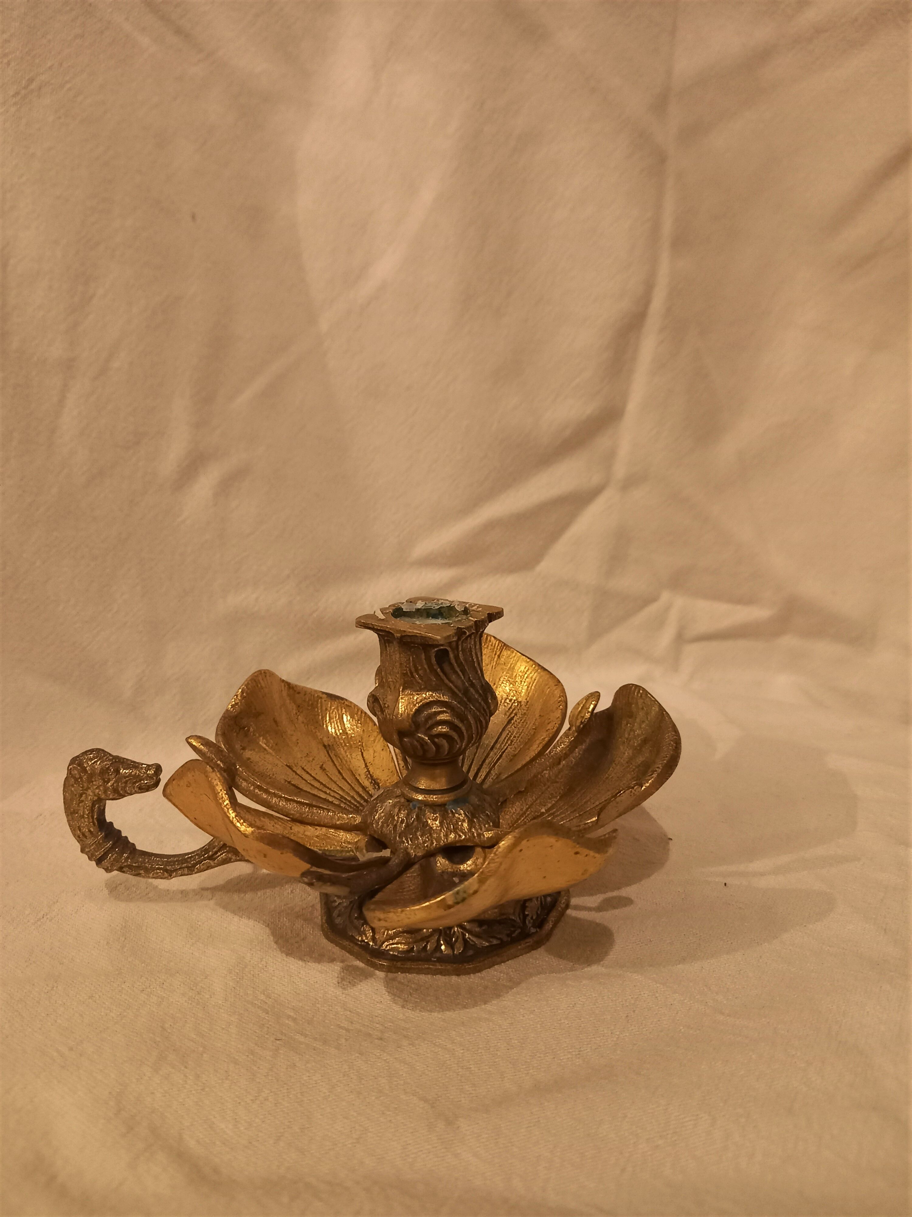 Brass flower candle holder