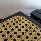 Pair of folding stools wood and wicker