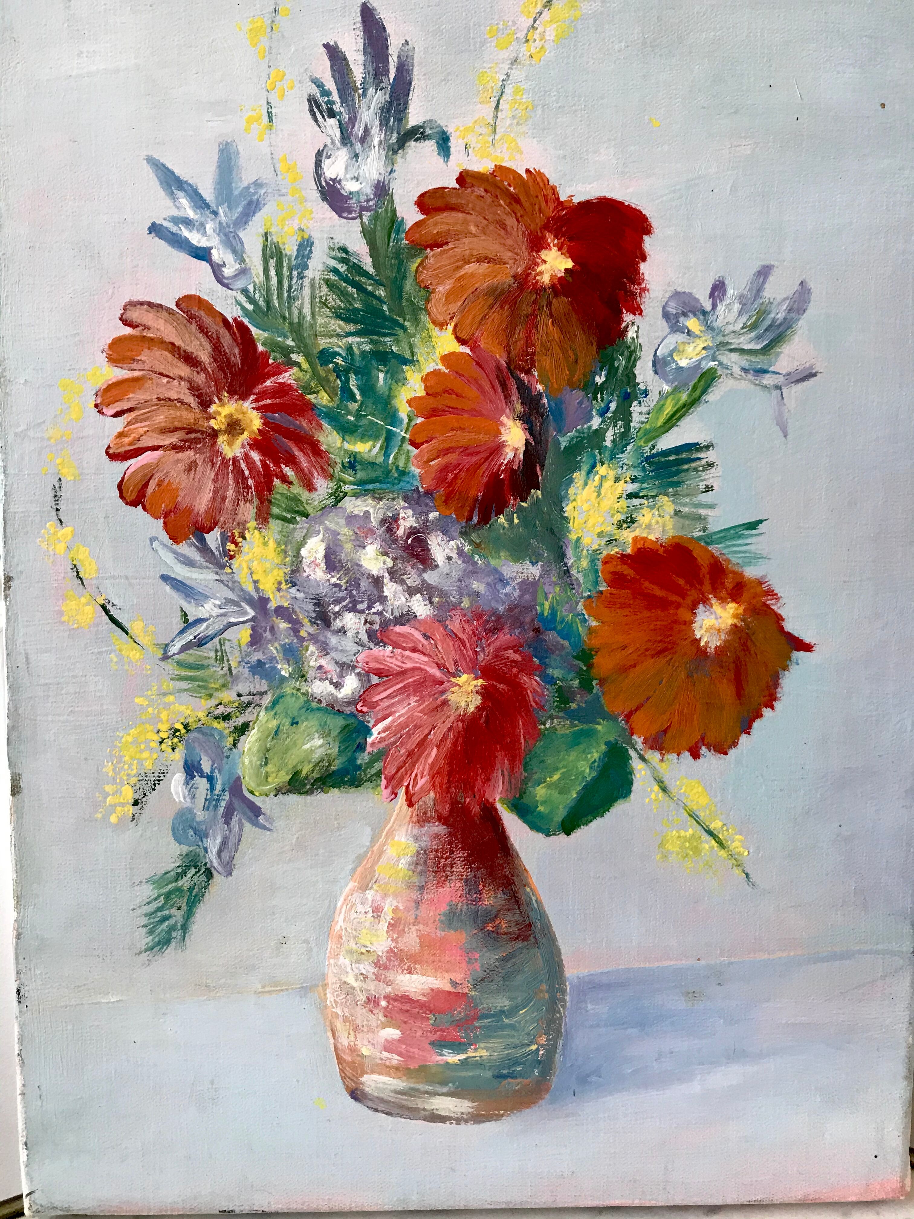 Old painting / oil on canvas bouquet of flowers