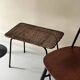 vintage black metal and wicker coffee table, 1950s