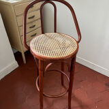 Wooden and wicker bar stool