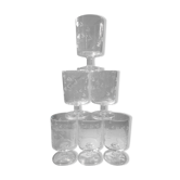 6 verres vintage gravés