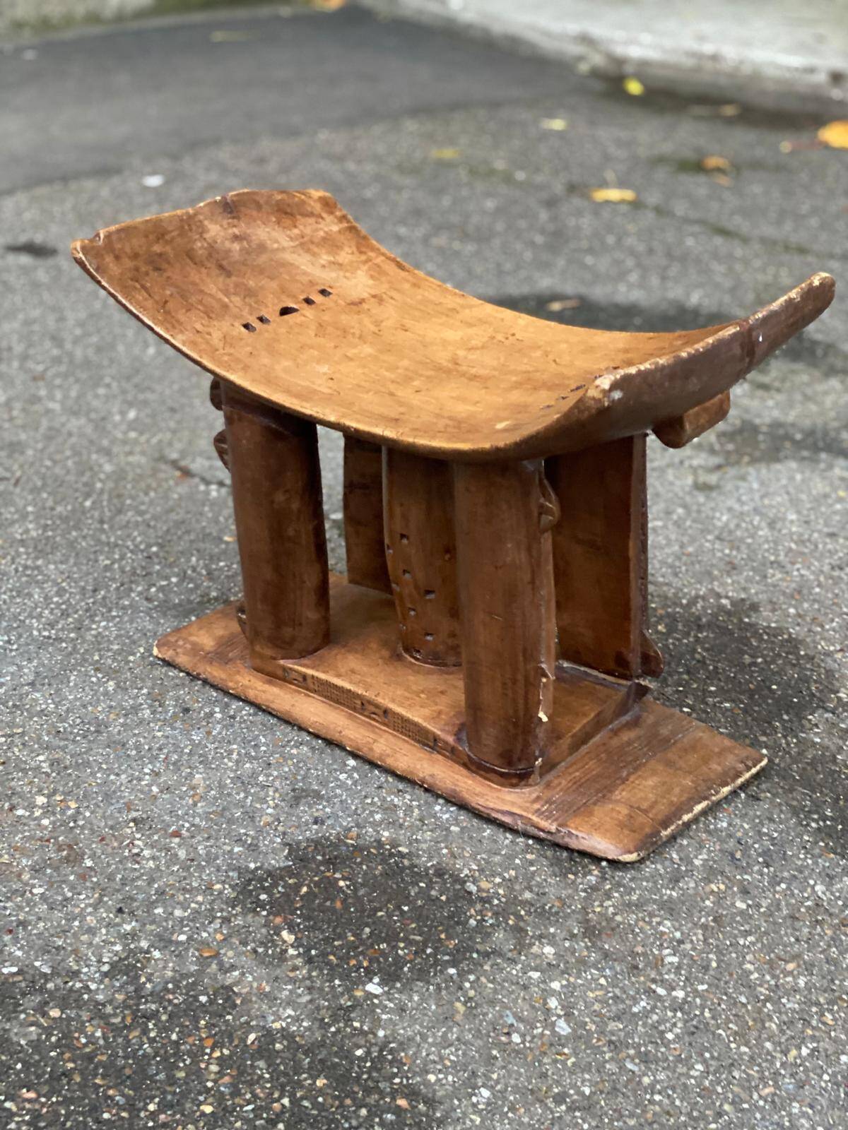 Ashanti African stool from Ivory Coast, carved from solid wood