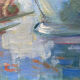 Still life with bouquet and fan, painting on canvas.