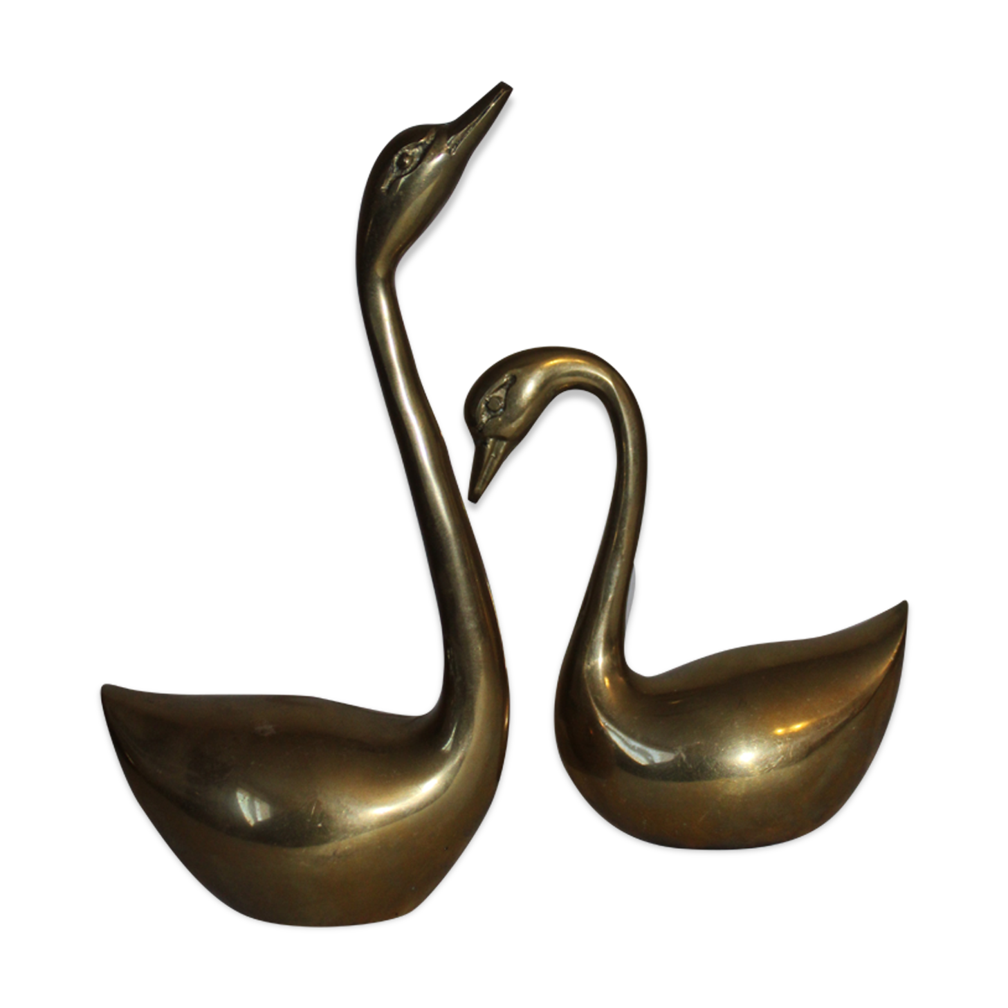 Couple of swans in vintage brass