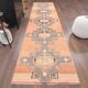Vintage Turkish Hand-Knotted Wool Cotton Orange Runner Rug 95x408