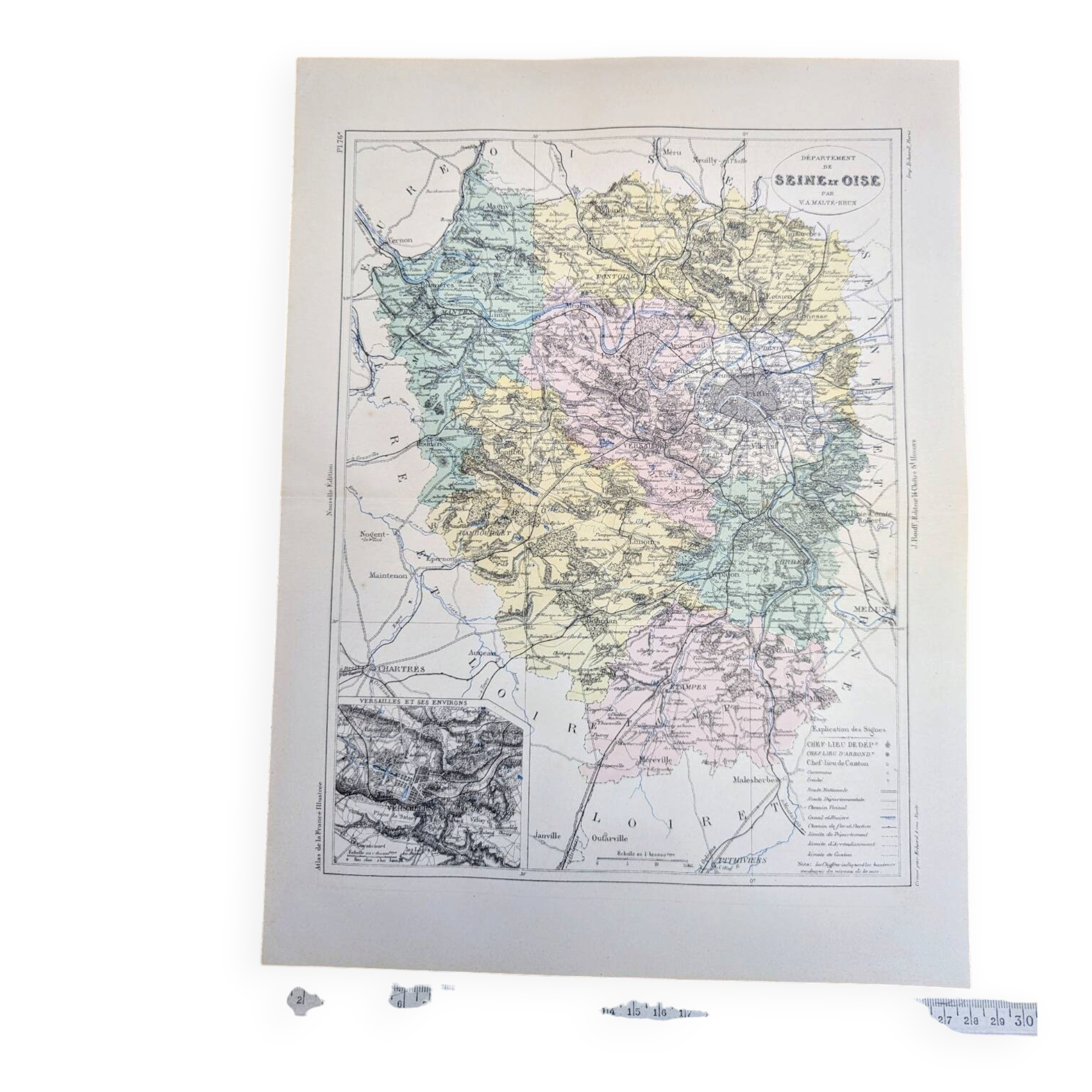 Map of Seine and Oise, printed in 1883.