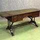 Folding desk English 50s mahogany and leather