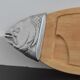 Fish serving tray / Wood & cast aluminum 1970s vintage