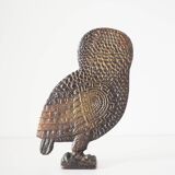 Owl sculpture in gilded brass bronze