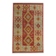 Tapis Kilim rouge afghan, petit tapis en laine tissée à plat, motif géométrique tribal